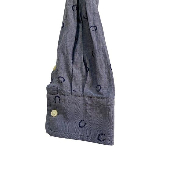 Banana Republic Shirt Women's M Blue Soft Wash Button-Up Horseshoe Print Country - Picture 12 of 12